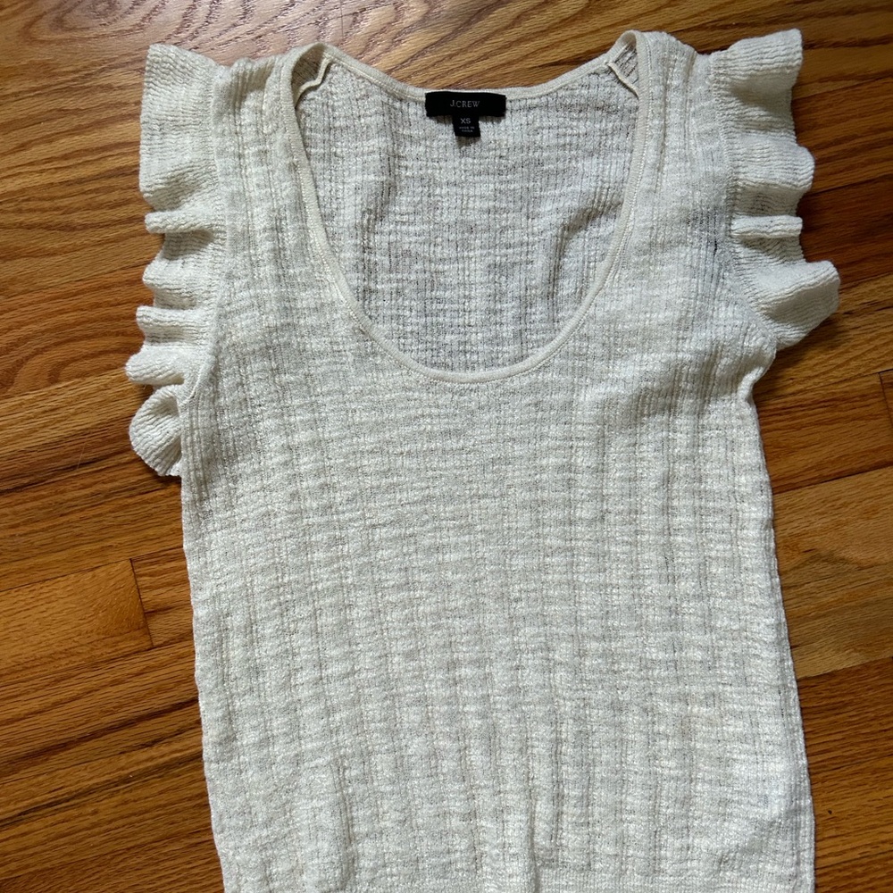 Jcrew sleeveless ruffle linen / polyester top